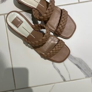 Dolce Vita Brown Braided Sandals with Chunky Heel